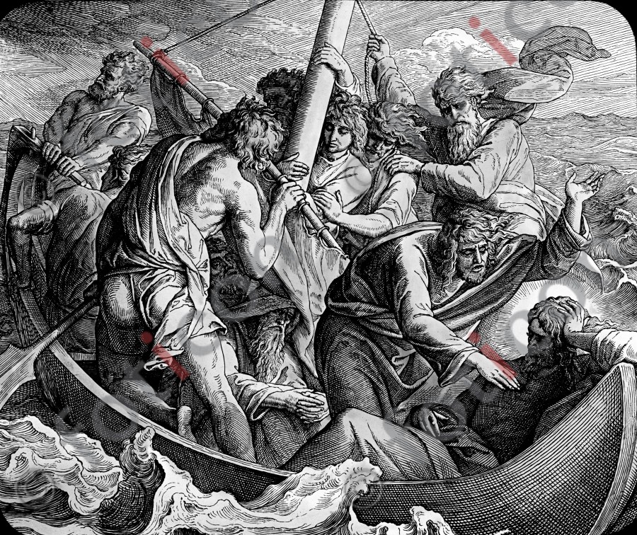 Jesus schläft während des Sturmes | Jesus sleeps during the storm (foticon-simon-043-sw-026.jpg)